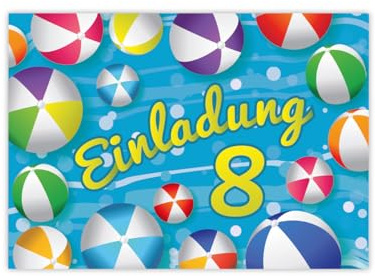 JuNa-Experten 12 Einladungskarten zum 8. Kindergeburtstag Schwimmbad Schwimmen Jungen Mädchen Einladung achte Geburtstag