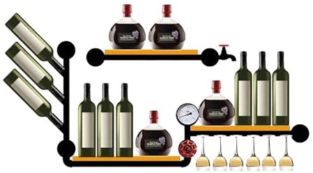 JOSIAHCQ Weinregal Wand Metall Flaschenregal Schmal Wine Rack Weinschrank Hausbar Barschrank mit Weinglashalter Weinständer Weinflaschenhalter Getränke Regal Mini Bar für Esszimmer Home Bar Küche