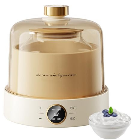 Yogurtera Automática de 1 Litros, Máquina de Fermentación Inteligente Para el Hogar de 15 W con Control de Temperatura Constante y Temporizador, Olla Interior de Vidrio, Oferta Para Ollas de Yogur