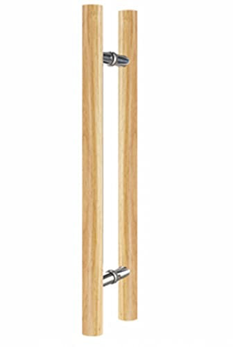 Stoßgriff Haustürgriff Türgriff-Set für die Vordertür, Eingangstürgriff aus Holz, Schiebetürgriff für Scheunenftür, H-förmiger, doppelseitiger, runder Stangen-Push-Pull-Türgriff für schwere