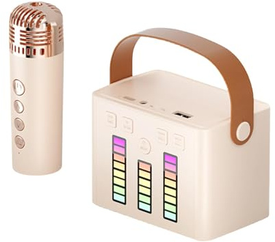 Enceinte karaoké - Ensemble d'enceintes et de microphones, système de karaoké Bluet0oth - Lecteur karaoké élégant avec entrée USB et microphone sans fil et lumières LED - Portable sans fil