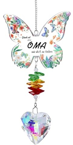 Oma Geschenk,Schmetterling Kristall Sonnenfänger,Sinnvolle Geschenk für oma zum Geburtstag Valentinstag Ostern von Enkel, Personalisierte Muttertag Geburtstagsgeschenk Oma,Geburtstagsgeschenk für Oma