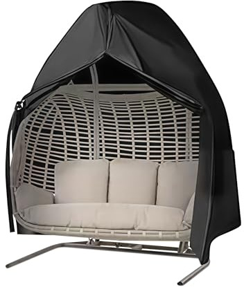 Egg Chair Cover, Waterproof Double Egg Chair Cover Outdoor | 420D Oxford Fabric Windproof for Hanging Swing Chair, Zipper & Drawstring 230x200cm Grey for Garden Furniture