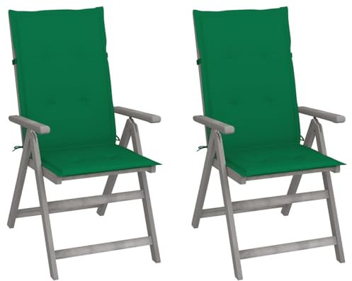 Xichuzi Verstellbare Gartenstühle 2 STK. mit Auflagen, Gartenmöbel, Balkonstühle, Hochlehner, Balkonmöbel, Balkon Stuhl, Bistrostuhl, Garten Stühle, Sit Möbel, Armlehnenstuhl, Massivholz Akazie