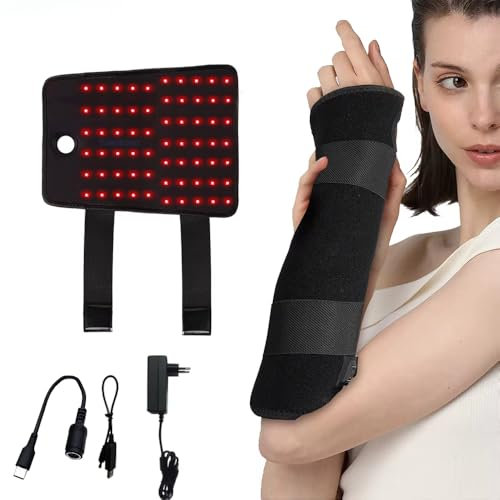 Rotlicht Therapie Pad für Handgelenk & Ellenbogen – Infrarot Lichttherapie zur Gelenkentlastung & Muskelentspannung – Flexibles Nahinfrarot Wärmepad mit Netz- & Akku-Betrieb