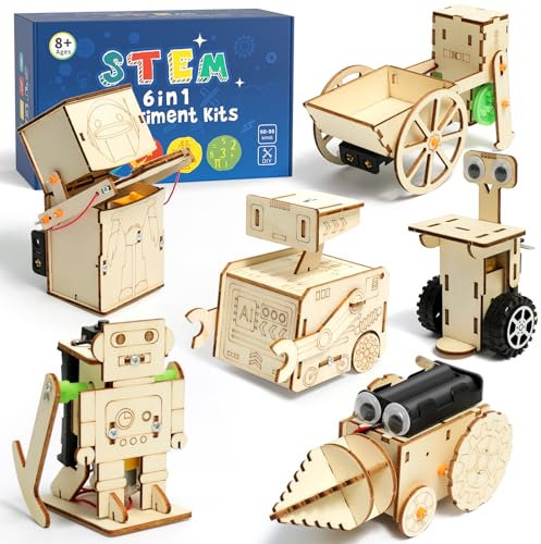 Experimente für Kinder ab 8 9 10 11 12 13 14, Roboter Elektronik Baukasten, Experimentierkasten, Elektro Baukasten für Kind, Holz Bausatz Kinder Spielzeug Geschenke ab 8 9 10 11 12 13 14 Jahre Jungen