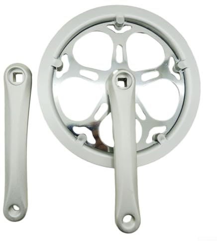 Set pedivella per bici pieghevole, 52T ingranaggio per bicicletta 170 mm manovella a foro quadrato con disco di protezione, per bici pieghevole a velocità variabile a velocità singola (argento)