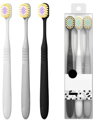 Spazzolino da denti manuale con setole morbide, per la pulizia dei denti a casa per adulti a casa e da viaggio, portatile (nero, bianco, grigio)