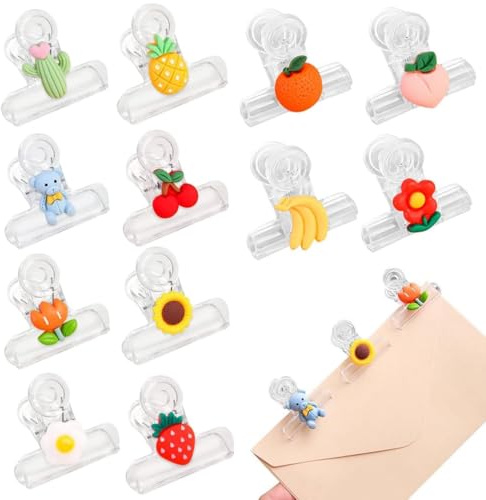 RuiChy Lot de 12 petites pinces transparentes en plastique de 38 mm - Multifonctions - Pour affiche, photo, lettre, sacs de nourriture, photos, photos, etc