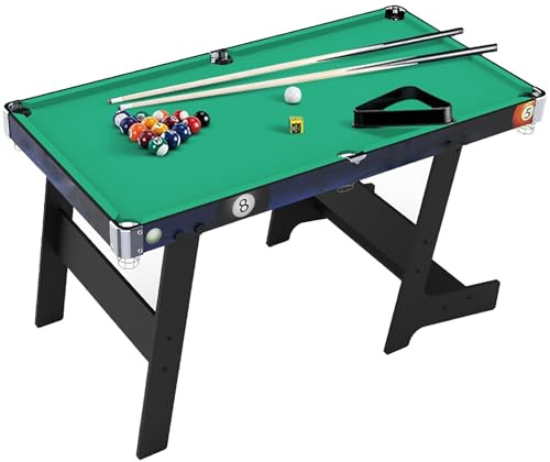 Set Tavolo da Biliardo Pieghevole, Biliardo Professionale Indoor Portatili con Biglie, Stecche, Polvere di Cioccolato, per Famiglia, Sala Giochi o Spazio Ricreativo(97x53x68cm/38.1x20.8x26.7in)