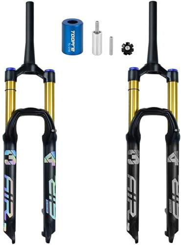 KUNYOS 26 27.5 29 Ultraleichtes Faltrad Federgabel Gewindeloses Konisches Rohr Scheibenbremse MTB Fahrrad Vorderradgabeln Federweg 160Mm QR 9Mm,Manual Lock a,26inch