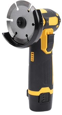 Asixxsix Mini Amoladora Angular Inalámbrica con Motor sin Escobillas, 2 Piezas de Batería de 1500 MAh, Pulidora Eléctrica Portátil de 12 V con 5 Discos de Corte para Madera, Metal (Enchufe de la UE)