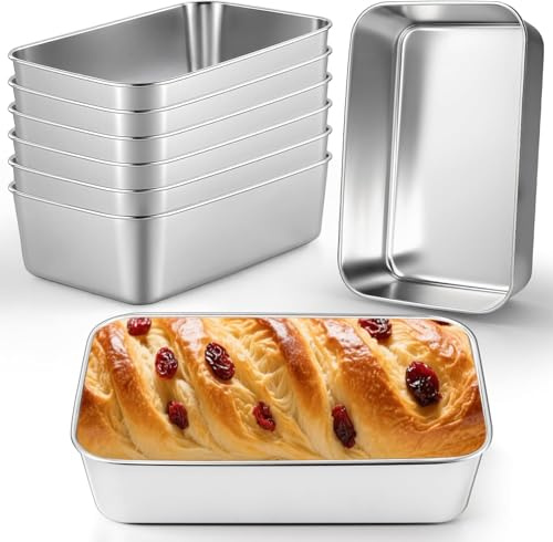 EOGRFW 8 Stück Brotbackform Edelstahl, Rechteckig Kastenform Set | Königskuchenform für Brot and Kuchen, Spülmaschinenfest, 15 X 23 X 6 Cm