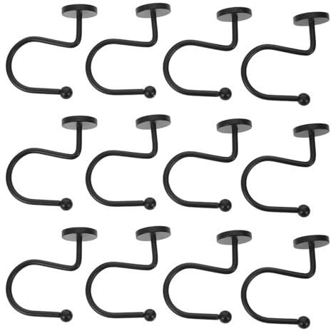 jojofuny 24pièces Lot de Crochets pour Rideau de Douche Métal Anneaux Décoratifs Noirs Supports Ronds pour Tringle de Salle de Bain