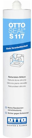 OTTO-SEAL S117 310 ml Perlgrau Naturstein-Silikon für Marmor Granit Naturstein Sandstein Quarzit Gneis Porphyr Sanitär Bad Dusche Wand Fassade Bau Sanitärfugen innen außen Bau