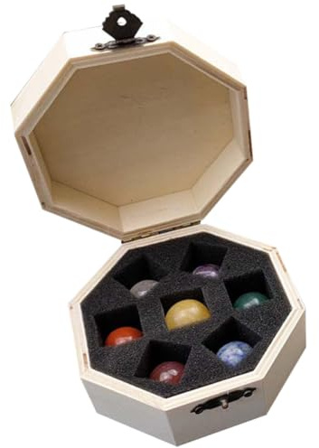SHINYPASING Juego de Piedras Pulidas Redondas de Cristal para Decoración del Hogar, Set de 7 Piezas de Piedra Natural para Mesa y Meditación