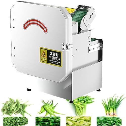 Cortador eléctrico de verduras, picador automático comercial de cebolletas de 200 W, cortador eléctrico de verduras de 150-300 kg/h, puerto de alimentación de 70 mm, corte en secciones, anillos y