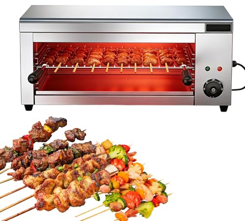 Salamander Grill - Stainless Steel Broiler, Mini Oven, Toaster, Rapid heat-up, Control Switch, 50-300℃ Adjustable Temperature & 4 Height, for Restaurants, Catering, Events