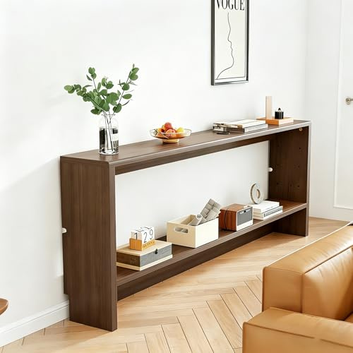 Hynbdes Mesa Consola,Recibidor Mesa de Larga y Estrecha,Mesa de sofá con Orificios for roscar y Dispositivo inclinable cuidadosamente configurado,for Entrada,Sala de Estar,Pasillo,Marrón,100x10x69cm