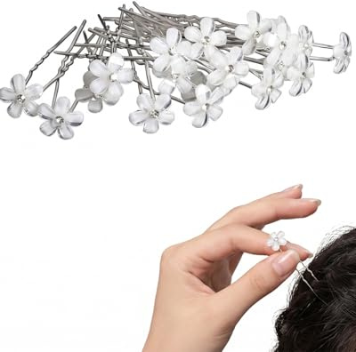 DLPRK 20 horquillas con flores de cristal, elegantes adornos para el pelo, accesorios florales, horquillas de estilo francés, adornos para novias, aptos para mujeres y niñas, para bodas y fiestas