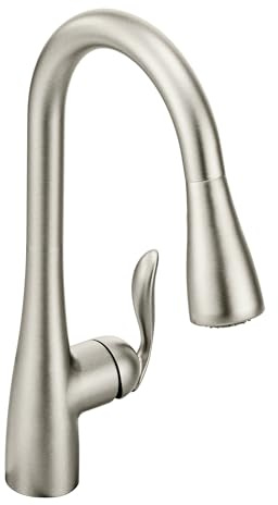 Moen Arbor Spot Resist Stainless One-Handle Pulldown Kitchen Faucet with Sprayer and a Reflex Docking System, Kitchen Sink Faucet Featuring Power Boost for a Faster Clean, 7594SRS