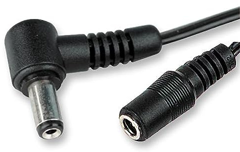 rhinocables - CCTV Camera Cable Extension | 2.1mm DC Power Lead | Right Angle 90 Degree Socket | Suitable for Home Security | Compatible with 12v Extender & DC Splitter, Black, 2m