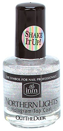 INM Northern Lights Silver Hologram Top Coat, Fast Drying, 1/2 Ounce (1-Unit)