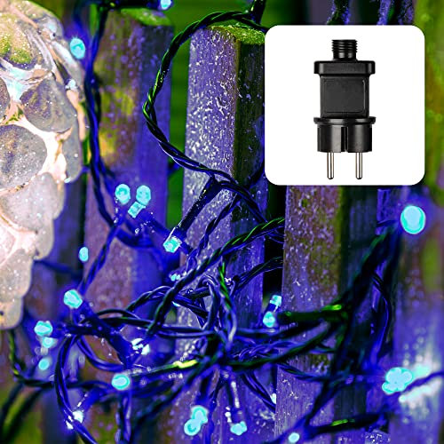 hellum LED Lichterkette Außen oder Innen, Lichtfarbe Blau, Lichterkette strombetrieben mit 40 LED, 3,90m beleuchtete Länge <59 lm Weihnachtsbaumbeleuchtung mit Kabel in Grün 560442
