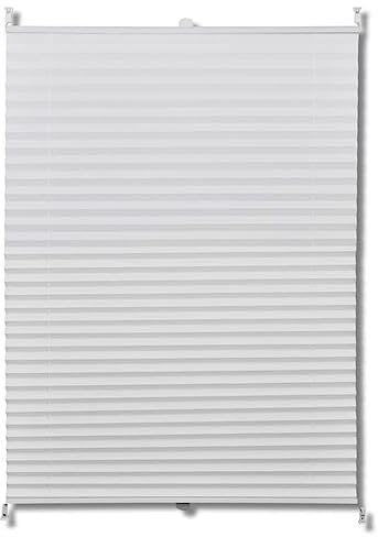 vidaXL Plissee Faltrollo Rollo Sichtschutz Jalousie Plisseerollo Klemmen 40x125cm Weiß