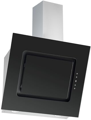 Respekta Dunstabzugshaube kopffrei/Haube schräg 60 cm/Edelstahlgehäuse mit Glasschirm in Schwarz/Abluft - und Umluftfunktion / CH99040-60S / A / 40-63 dB