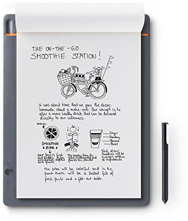 Wacom Bamboo Slate Smartpad A4, bloc de notas grande (con función de digitalización que incluye lápiz con recarga de bolígrafo, adecuado para Android y Apple), gris medio