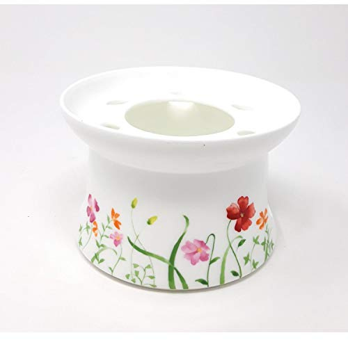 Stövchen Lotta Blumen H. 8cm D. 12cm weiß bunt Bone China Porzellan Tea Logic