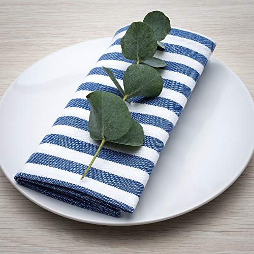 FILU Servetter 4-pack blå/vit randig (färg och design) 45 x 45 cm – tygservett av 100 % bomull i skandinavisk lantlig stil