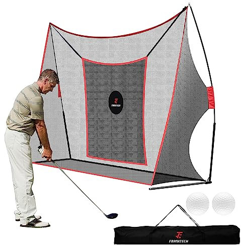 FRANKTECH Golfschlägernetz für den Hinterhof, Golfnetz für die Fahrreichweite, Übungsnetz mit ChippingZielscheibe, inkl. Tragetasche, Golfbälle für drinnen und draußen, GarageAuffahrt, perfektes