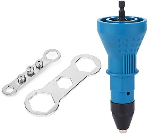 Pistolet à riveter électrique pour perceuse sans fil, outil à riveter avec kit adaptateurs – Bleu | Compatible perçage métal bois
