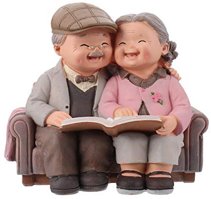BESPORTBLE Miniatur Fee Garten Figuren Oma Opa Statue Kleine Feen Figuren Kuchen Älteres Paar Sammler Großeltern Eltern