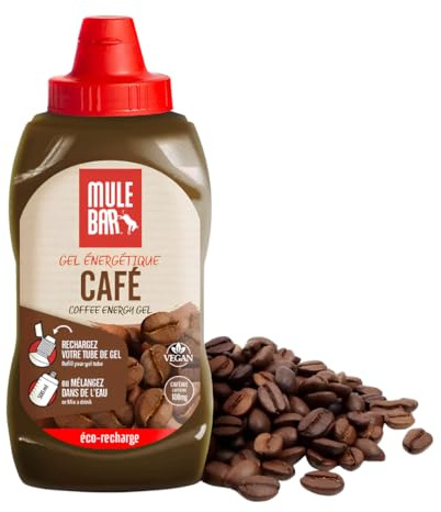 MULEBAR - Eco-recharge 12 gels énergétiques Café - 444g - Vegan - Sans Gluten - 100mg caféine - Diualble - 6 litres de boisson