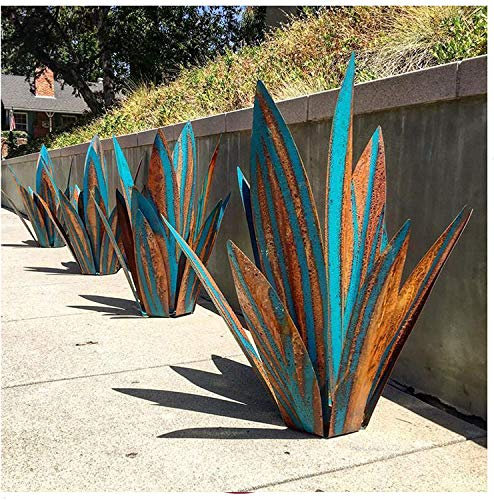 Décoration de jardin en métal Sculpture de tequila Sculpture rustique Statue d'extérieur (bleu-1, 35 cm)