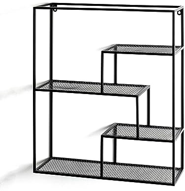 HAKU Wandregal schwarz, Metall - Maße: B 50 x H 60 x T 18 cm, Style: Modern