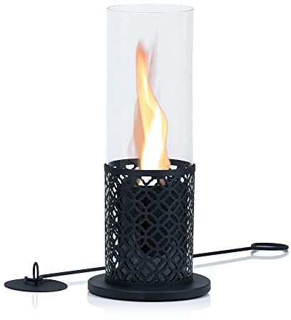 Zelsius Tischkamin für Indoor und Outdoor mit wirbelnder Flamme | Schwarz | Ø 20 x 50,5 cm | Freistehender Bioethanol Kamin | Tischfeuer, Feuersäule, Balkon Deko Kamin, Gartenfeuer, Standkamin