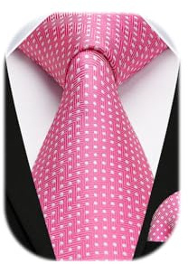 HISDERN Krawatte für Herren mit Einstecktuch Dot Krawatten Hochzeit Klassisch Business Krawatte Gepunktete und Taschentuch Set