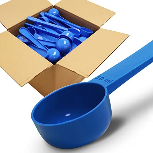 RE-GEN Boîte de 50 cuillères doseuses réutilisables en plastique à long manche 10 ml | Idéales pour liquides, poudres, granulés, maison, cuisine, restauration, soins de santé, fitness