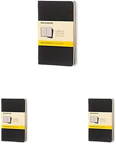 Moleskine Cahier Notizhefte (kariert, Pocket, Kartoneinband) 3-er-Set schwarz, 3er Pack