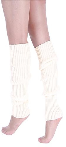 Suxgumoe Stulpen Damen Lange Winter Beinwärmer, Winter Stricken Legwarmers Mädchen Stiefel Boot Abdeckung Alpaka Socken für Herbst und Winter (weiß)