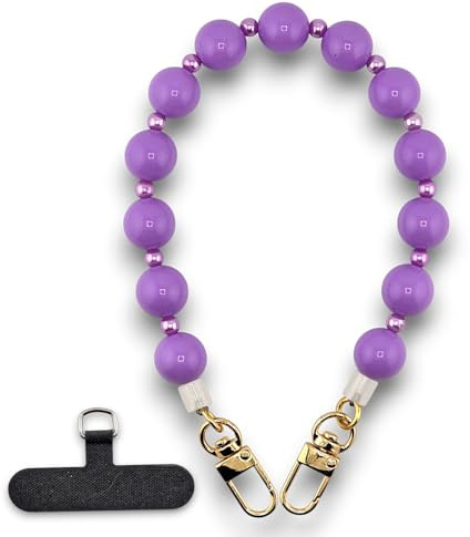 RATASK Mobile Phone Lanyard Wrist Strap, Acrylic Beads Chain Mobile Phone Lanyard, Keychain, charm, (Purple)