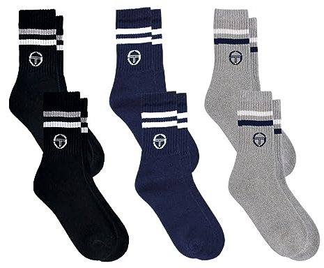 Sergio Tacchini Calzini da Uomo Tennis Pacco da 6 paia Assortito Classico 39/42