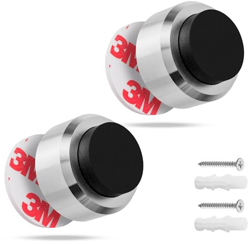 ECENCE Türstopper Wand Edelstahl 2x Wand-Puffer Gummi-Puffer, Tür-Puffer, Door-Stopper Türgriff, Wandschutz Tür-klinke, Wand-Montage, Befestigungsmaterial inklusive