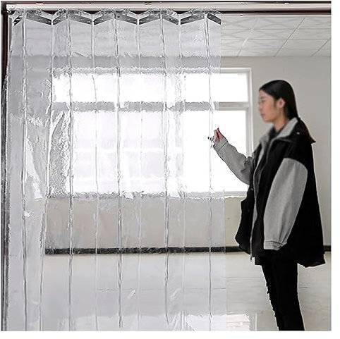 SYFXZZDS Personalizzato Tenda per Porta Scorrevole Pieghevole in PVC Tenda a Strisce Industriale Tenda a Lamelle per Tende Verticali in PVC per Fabbrica, Box Auto (Size : 90x240cm)