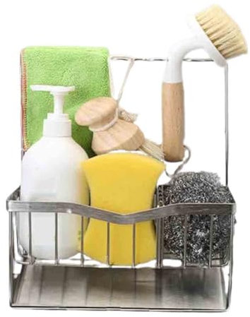 Soporte Estropajo Fregadero Estante De Esponja Organizador Fregadero Cocina Porta Trapos Extraíble Acero Inoxidable Escurridor De Cocina (silver,21x8.5x25cm)