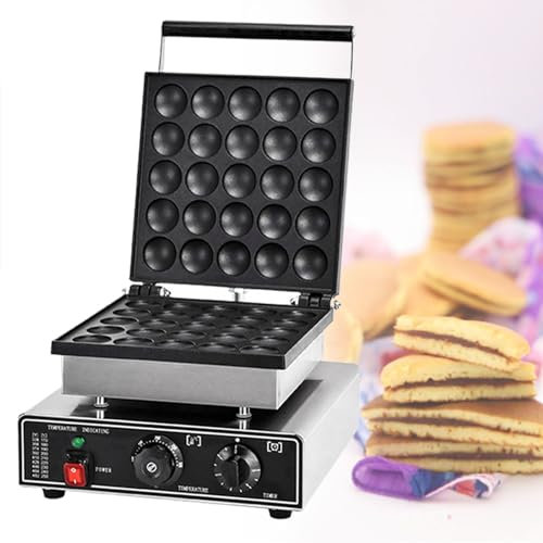 SACLMD Mini máquina para Hacer panqueques holandeses,máquina para Hacer Muffins eléctrica de Acero Inoxidable,máquina para Hacer panqueques Comercial,para el hogar y restaurantes,220V-25holes